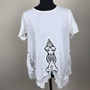 3/$15 Moneteau White Boho Blouse XL
